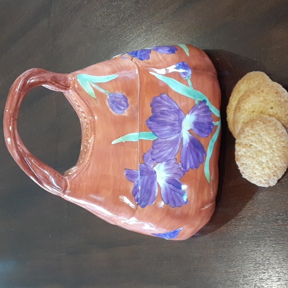 Cookie Jar Ceramic with Purple Irises - Picture 1 of 14